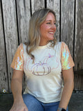 Shimmer Pumpkin Sequin Tee