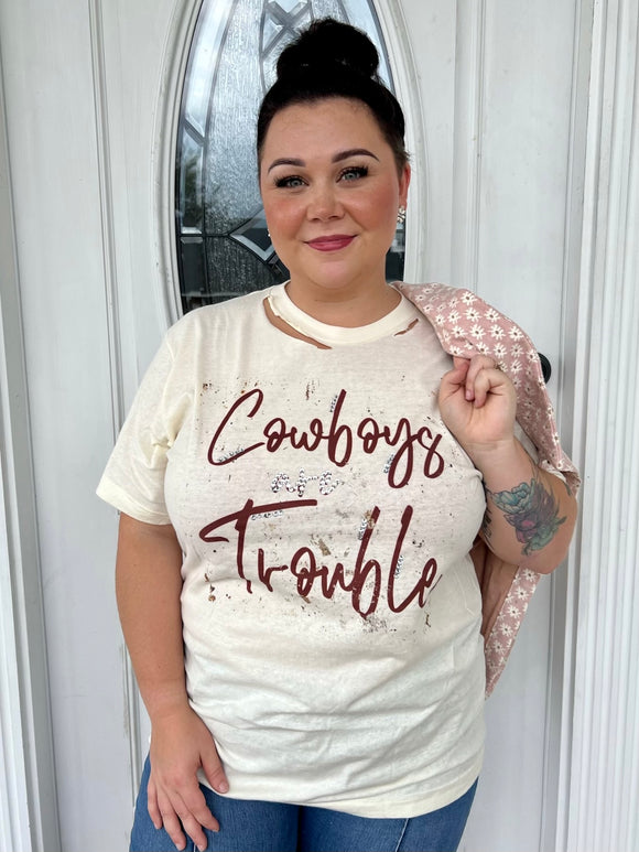 Cowboys Are Trouble Bling Tee