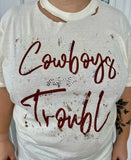 Cowboys Are Trouble Bling Tee