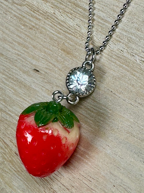 Strawberry 🍓 & Crystal Necklace