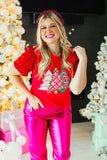 Festive Sequin Sleeve Top