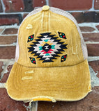 Aztec Embroidered Criss Cross Hat