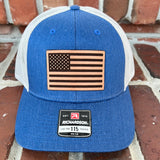 American Flag Leather Patch Hat~Richardson 115