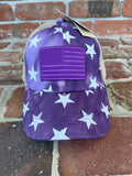 Kids Tie Dye Star Print USA Flag Criss Cross Ponytail Hat