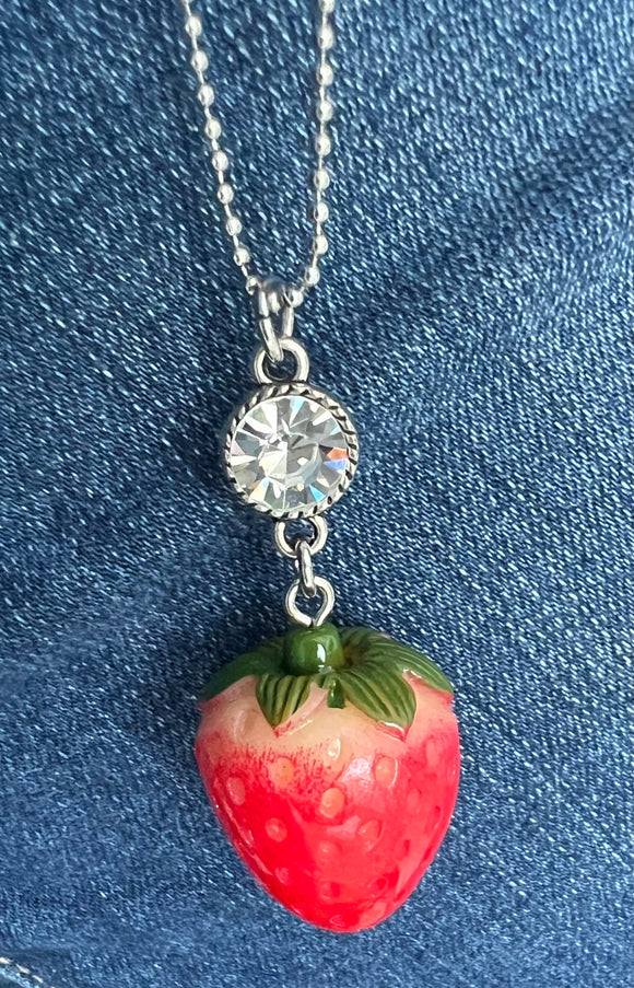 Strawberry & Crystal Necklace