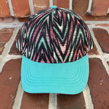 Chevron Embroidered Traditional Hat - Mint