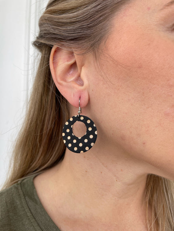 Black with Rose Gold Polka Dots