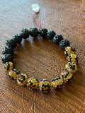 Leopard and Black Crystal Stretch Bracelet