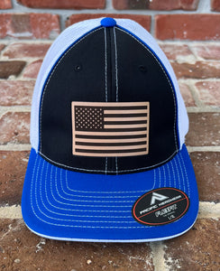 American Flag Leather Patch Hats~FlexFit
